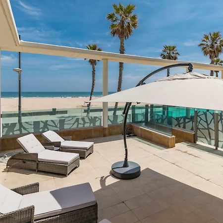 Luxury Beach Front Apartment With Pool Valencia Kültér fotó